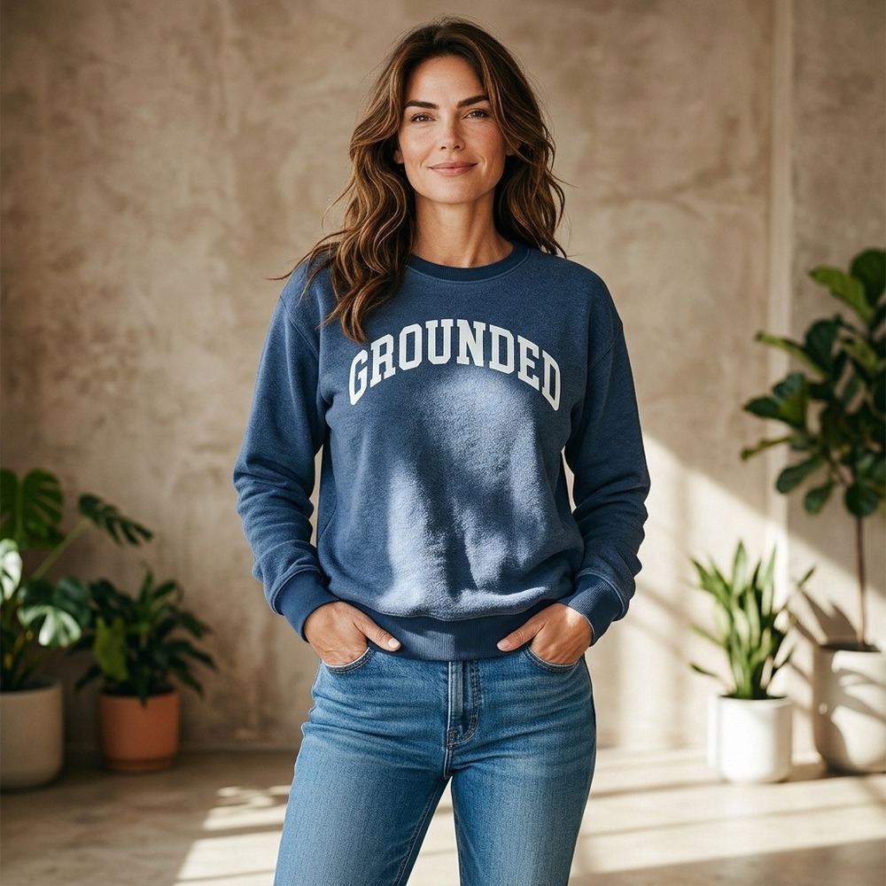 Free People We The Free Grounded Sweatshirt Peace & Quiet Blue Graphic Small